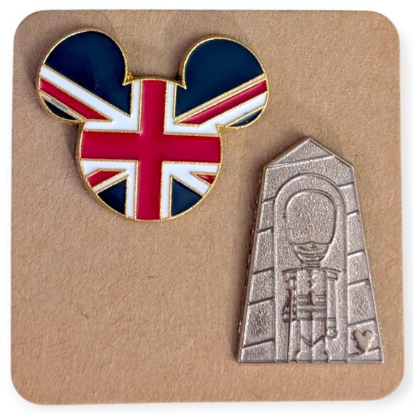 Epcot Disney Pins: United Kingdom Royal Guard and UK Flag Mickey Icon - Picture 5 of 5